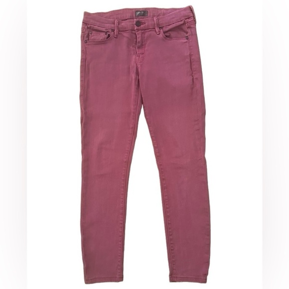 MOTHER The Looker Pop Velvety Skinny Trouser Jean in Raspberry, Size 27 - Picture 4 of 13